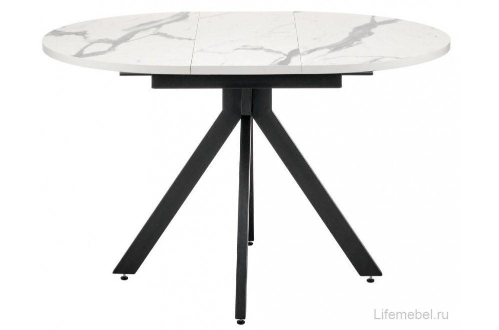 Деревянный стол Rudolf круглый раскладной белый мрамор / черный