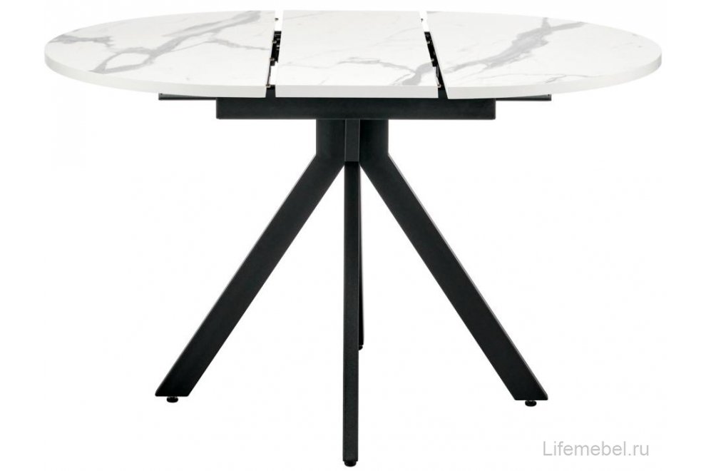 Деревянный стол Rudolf круглый раскладной белый мрамор / черный