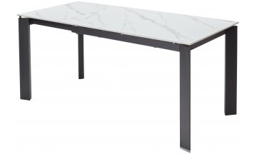 Керамический стол Сorner 120 sintered stone matt white marble / black