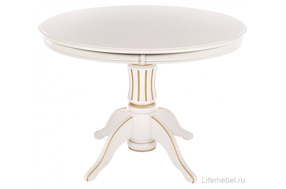 Деревянный стол Toskana 106 молочно-белый / золотая патина