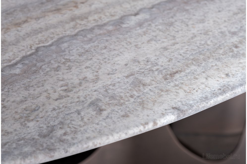 Деревянный стол Травертин светло-серый / бронза