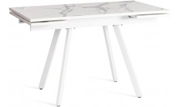 Стол деревянный обеденный Vigo 120x80x30х30х75 мрамор светлый / белый