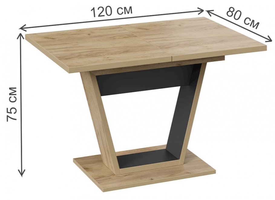 Деревянный стол Vik дуб вотан / графит