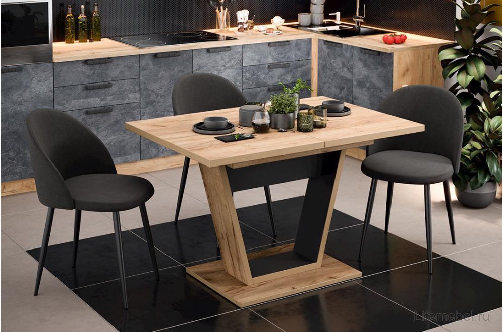 Деревянный стол Викки дуб вотан / графит