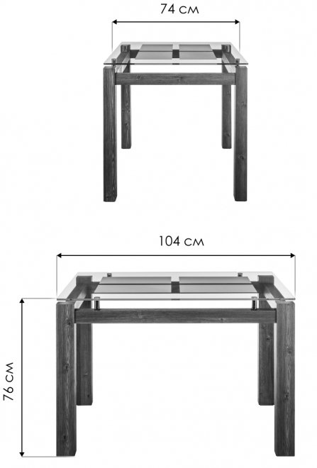 Стеклянный стол Бран белое дерево