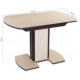 Стол Альфа ПО КМ венге / камень 06 / ножка 05 венге / крем