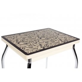 Стол Чинзано М-2 ст-2 молочный дуб / кремовый с узором венге / ножка 01