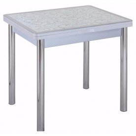 Стол Чинзано М-2 ст-2 серый / белый с серым узором / ножка 02