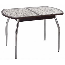 Стол Чинзано ПО ст-2 венге / кремовый с узором венге / ножка 01