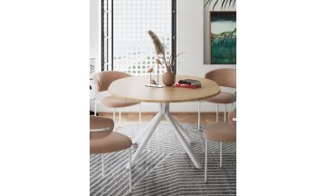 Деревянный обеденный стол KENNER DO1100 белый/дуб светлый