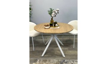 Деревянный обеденный стол KENNER DO1100 белый/дуб светлый