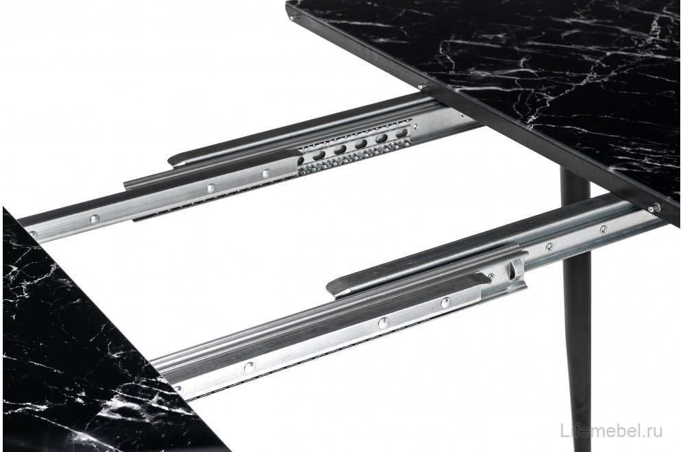 Стеклянный стол Кловис черный мрамор / черный