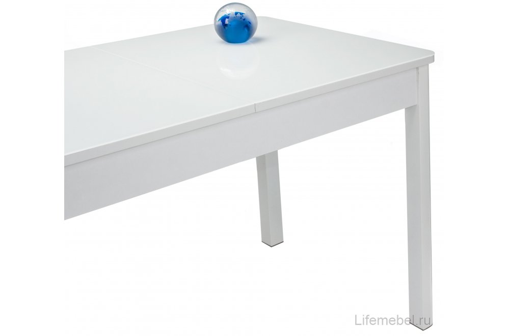 Стол Lionel-1 белый / белое стекло / вкладка стекло
