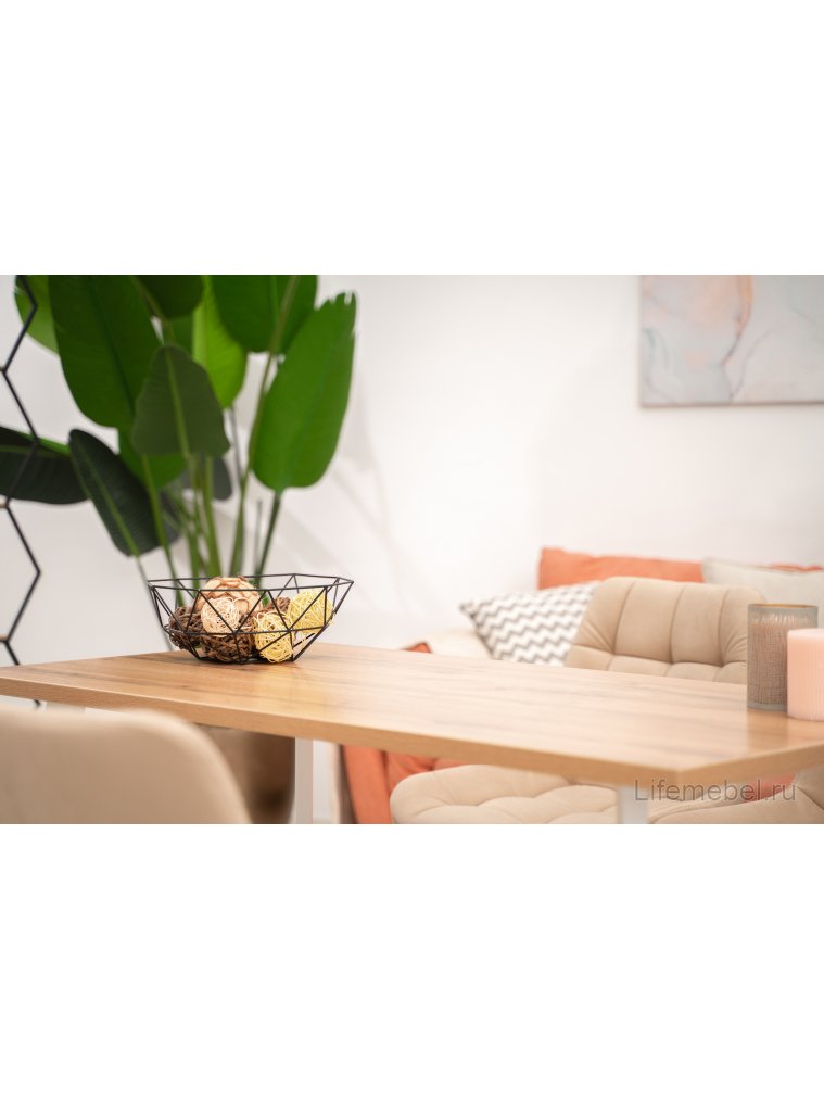 Деревянный стол Лота Лофт 140х80 белый матовый / дуб крафт золотой