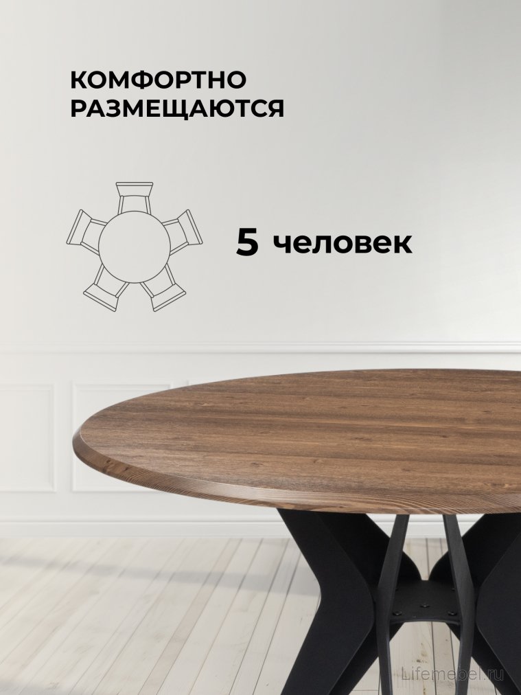 Деревянный стол Рикла 100х76 орех кантри / черный