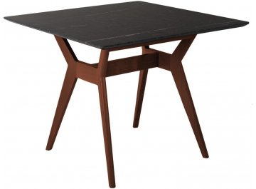 Стол из массива дерева Нарвик 860х860 мрамор графит / темный орех