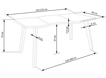 Деревянный стол Дерил 2 150-210/90/75