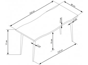 Обеденный стол Larson 120/80/77 дуб натуральный / черный