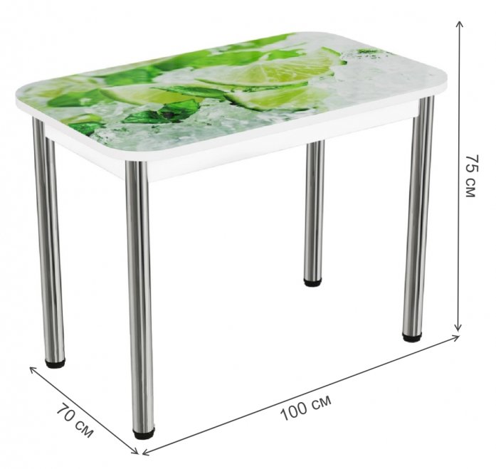 Стол с принтом белый / лайм обеденный