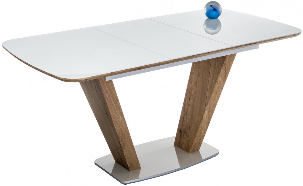 Стол на тумбе Петир 120(160)х80х75 белый / дуб монтана