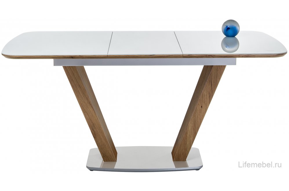 Стол на тумбе Петир 120(160)х80х75 белый / дуб монтана