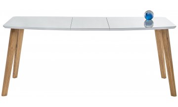 Стеклянный стол Серсея белый / дуб монтана