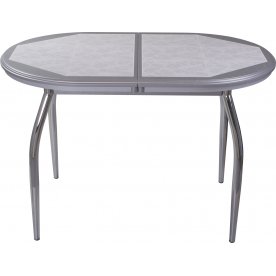 Стол Шарди О серый / плитка 05 / ножка 01 хром