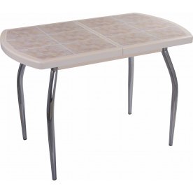 Стол Шарди ПО крем / плитка №21 / ножка 01 хром