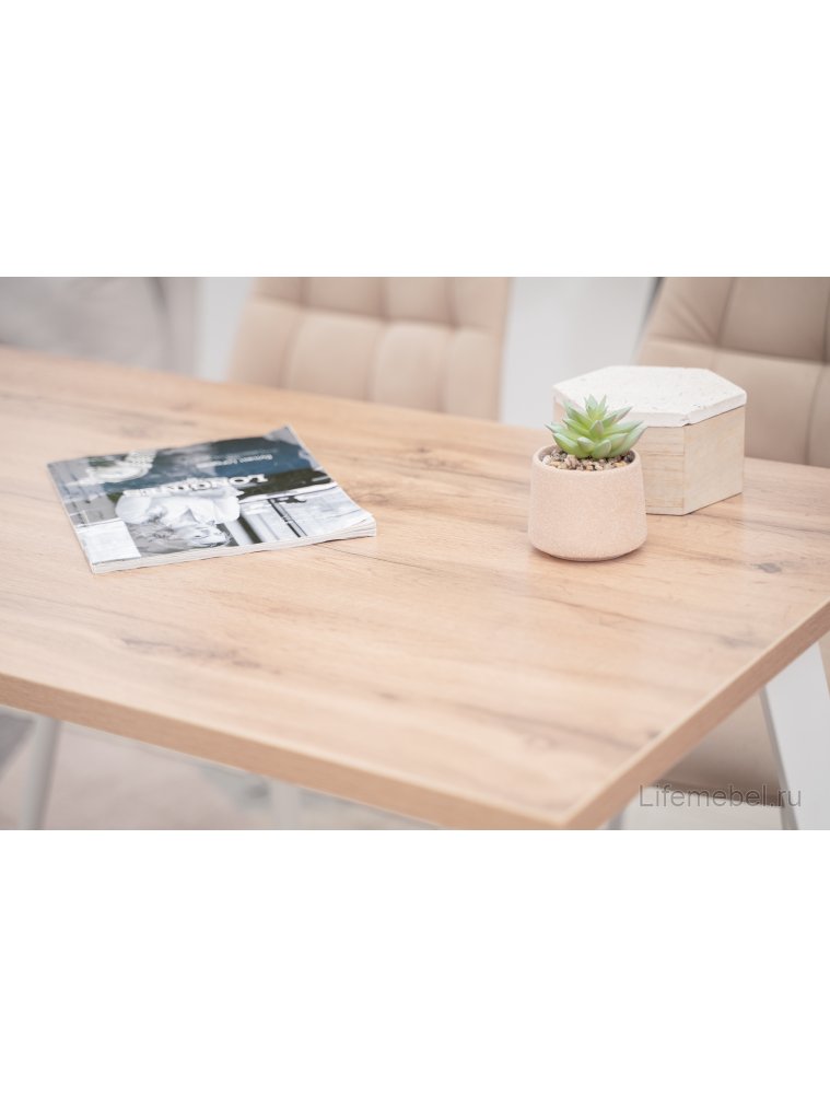 Стол Тринити Лофт 120 25 мм белый матовый / дуб делано светлый