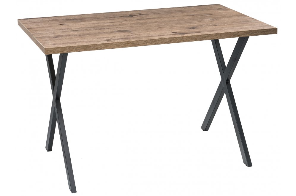 Стол Вик 120х75х77 дуб велингтон / черный матовый