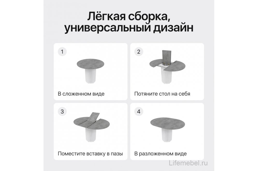 Деревянный стол Trubis 90x75x90 бетон / белый металл