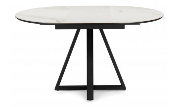 Керамический стол Нельсон 100(140)х100х76 alpine white / черный