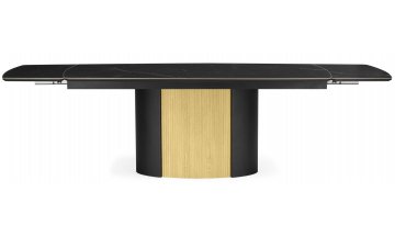 Керамический стол Бовер 180(220)x90 черный мрамор / черный / дуб натуральный