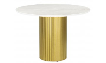 Керамический стол Гравент onyx bianco soft satin / золотой