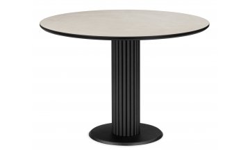 Керамический стол Кэмерон 90х90х75 белый мрамор snow white / черный