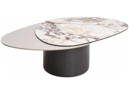 Керамический стол Niklas овальный мрамор бело-коричневый латте / темно-серый