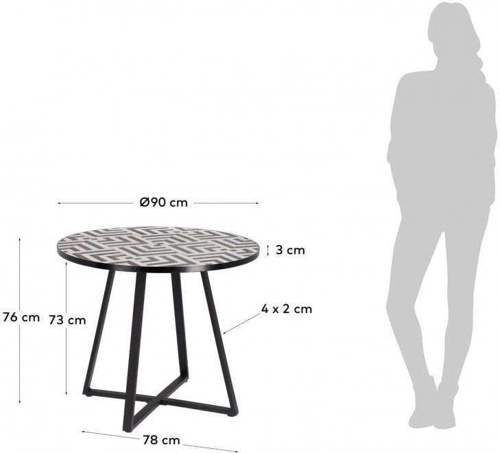Керамический стол Tella черно-белый