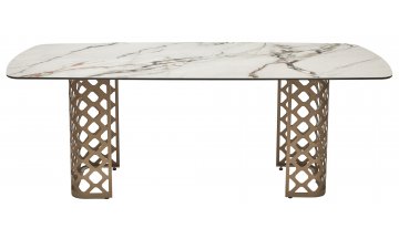 Керамический стол Chiavari 220 итальянская керамика rонтрастный мрамор матовый KL-188 / шампань