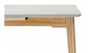 Керамический стол Halmar 140(180)x80 белый спеченный камень / светлое дерево