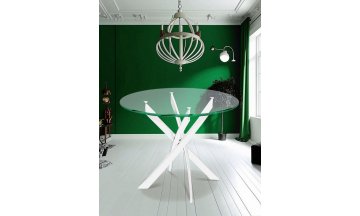 Керамический стол Шторм прозрачное стекло / белый