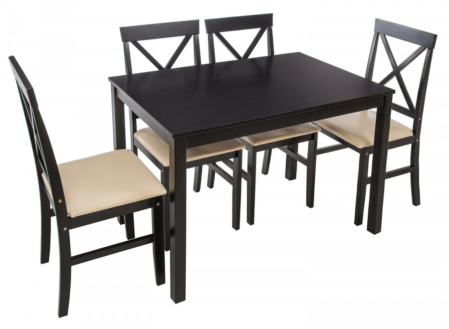 Обеденная группа Chili (стол и 4 стула) cappuccino / cream