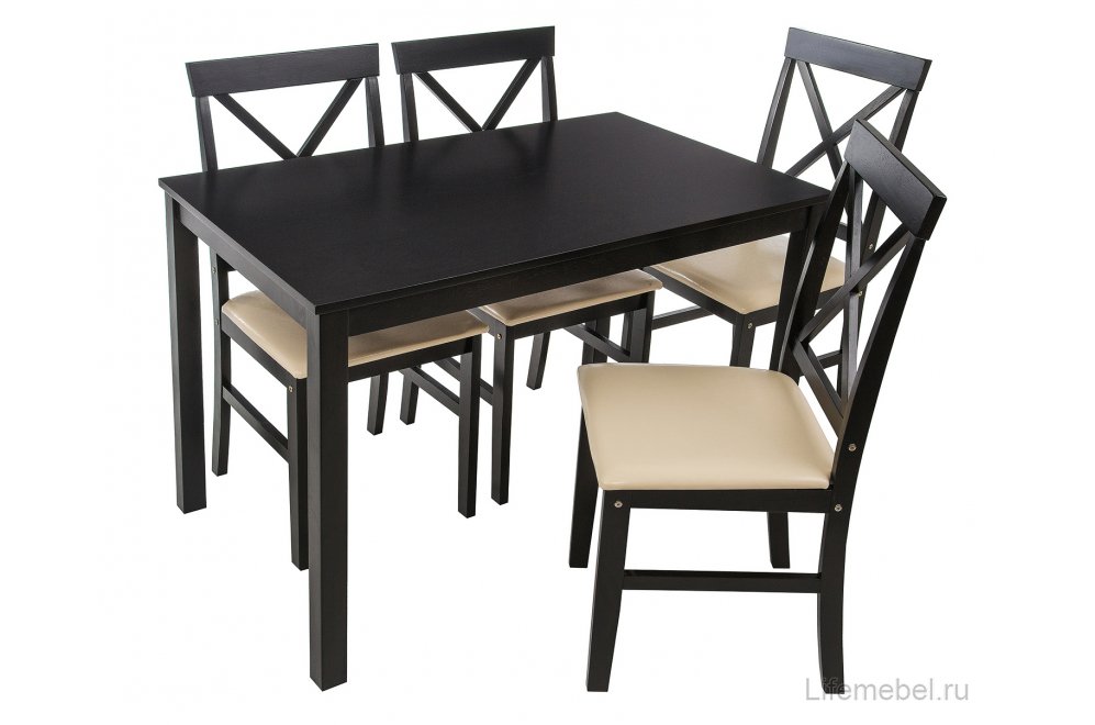 Обеденная группа Chili (стол и 4 стула) cappuccino / cream