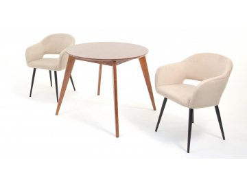 Обеденный стол Сканди К 90 / Пичч велюр бежевый / черное дерево / натуральный