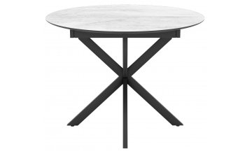 Стол деревянный обеденный Bergamo жемчужный перито / черный