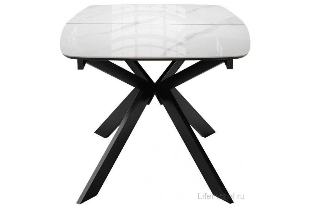 Керамический стол BK140 раскладной carrara gloss белый / черный