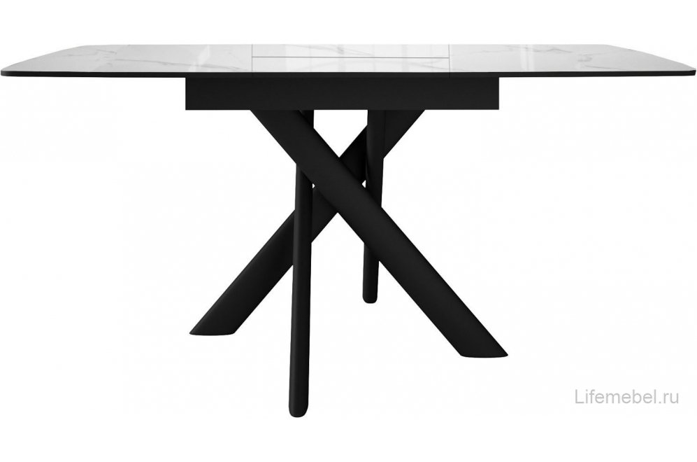 Керамический стол DKB110 раскладной carrara gloss белый / черный