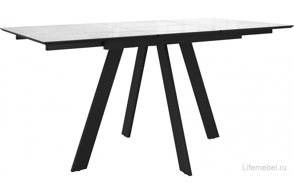 Керамический стол DKD140 раскладной carrara gloss белый / черный