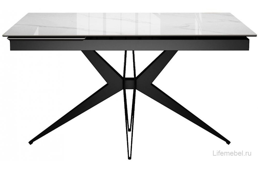 Керамический стол DKS140 раскладной carrara gloss белый / черный