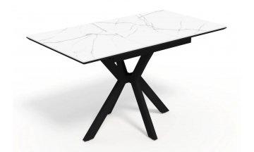 Керамический стол Гардинг 100(130)x70 белый мрамор / черный
