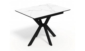 Керамический стол Гардинг 100(130)x70 белый мрамор / черный